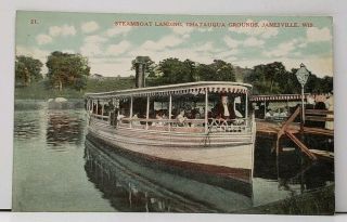Wisconsin Steamboat Landing Chautauqua Grounds Janesville Wis Postcard H6