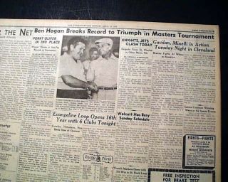 The Masters Tournament Ben Hogan Wins Golf Major At Augusta Ga 1953 Newspaper
