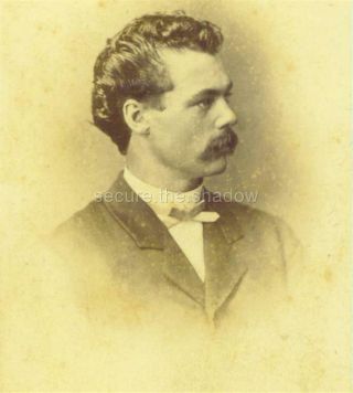 William Notman Cdv: Handsome Young Man W Bushy Mustache & Bow Tie In Profile