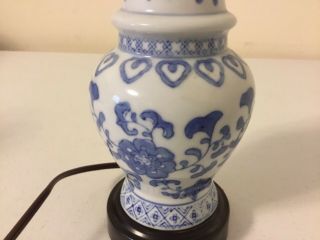 Vintage Small Blue and White Ceramic Lamp 3