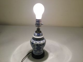 Vintage Small Blue and White Ceramic Lamp 5