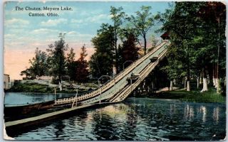 Canton,  Ohio Postcard " The Chutes,  Meyers Lake " Amusement Park 1915 Cancel
