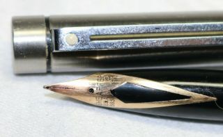 Vintage Sheaffer Targa White Dot Fountain Pen In Brushed Steel W/ 14k Gold Nib