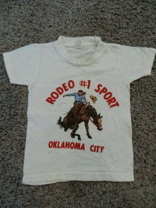 Vtg Fruit Of The Loom Childrens Cowboy Horse Rodeo Oklahoma City Event T - Shirt S