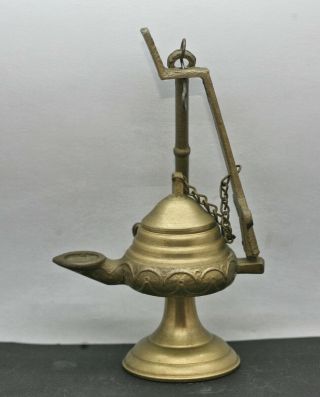 Vintage Turkish Wall Hanging Oil Lamp Made Of Solid Brass