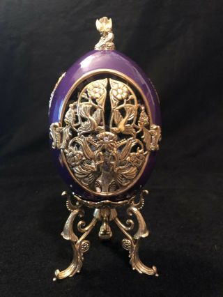 Franklin House Of Faberge Purple & Gold Collector Egg Diorama Garden Figure
