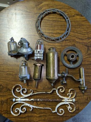 Antique Brass Gas Light Arms Light Lamp Parts Restore Steampunk Old