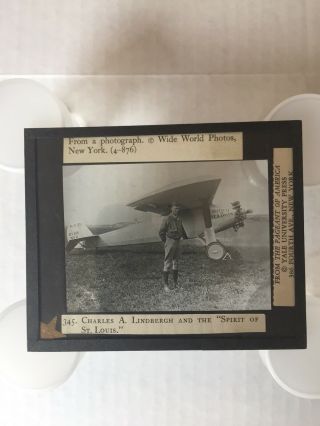 Charles Lindbergh - Spirit Of St.  Louis - Lantern Slide,  Yale Press