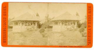 Brooklyn Nyc Ny - Rustic Shelter In Prospect Park - C1870s Stereoview