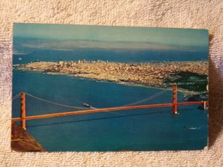 Vintage Postcard Air View Of Golden Gate Bridge,  San Francisco,  California