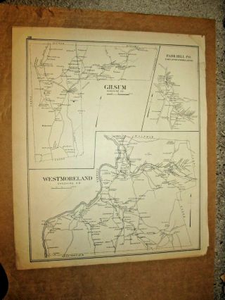 Gilsum & Westmoreland,  Nh. ,  Vintage Antique 1892 Map. ,  Not A Reprint.  Page - 120