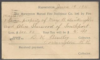 Harwinton,  Ct,  Fire Insurance Co Notice Of Loss On Gov 