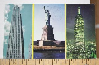 1965 York City Landmarks - Rca Building Statue Of Liberty Empire State Pc