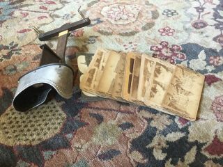 Antique Early 1900s Monarch Stereoscope Card Viewer W/ 10 Cards