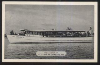 Postcard Panama City Fl Capt Max Anderson Iii Deep Sea Fishing Boat Promo Ad 30s