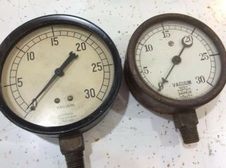 2 Vintage Vacuum Pressure Gauges Jas P Marsh Chicago Us Gauge Ny