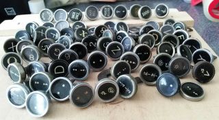 45 Black Typewriter Keys - Letters,  Numbers & Symbols - Need To Be Cleaned