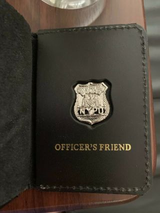 Mini Shield Pin Leather Wallet Authentic Nypd Style Officers Friend Badge