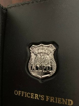 Mini Shield PIN Leather Wallet Authentic NYPD Style OFFICERS FRIEND BADGE 2