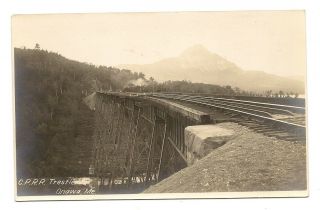 Postcard Real Photo Canadian Pacific Railroad Trestle Bridge Onawa Maine Me