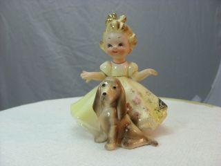 Josef Girl In Yellow Dress With Dog/puppy Little Pet Series - Rare?
