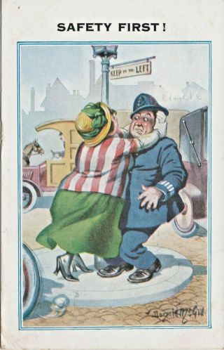 Vintage Uk Inter - Art Co Comique Donald Mcgill Postcard No 3678 Safety First