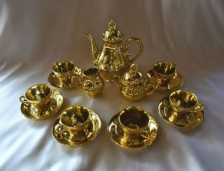 Vintage Rare 17 - Pc Fine China Gold " Musical " Coffee/tea Set