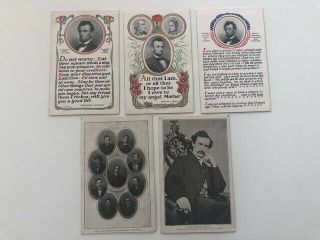 Abraham Lincoln Postcards Set Of 5 - Speeches,  John Wilkes Booth,  Conspirators