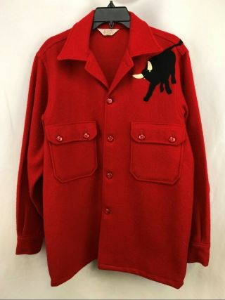 Vintage Boy Scouts Of America Bsa Red Wool Jacket Shirt Size 40