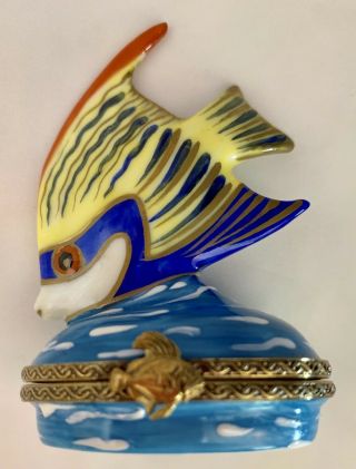 Limoges Handpainted Tropical Fish Trinket Box