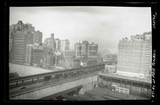 1930 L Railroad 9th Ave Manhattan Nyc York City Old Photo Negative 681b