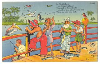 Ray Walters Postcard Curteich Linen Tropical Comics C - 1091 1938