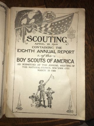 Boy Scouts of America SCOUTING 8th Annual report 1918 vol 6 8 WW1 Cover BSA 5