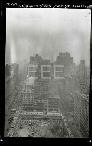 1930 Waldorf Construction Manhattan Nyc York City Old Photo Negative 696b