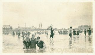 1912 Atlantic City Nj Dipping In Ocean Cooling Off Visitors Tourists