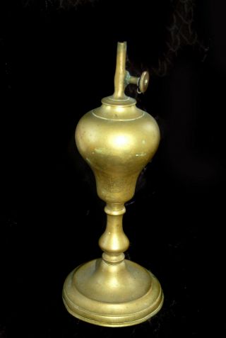 Antique Brass Whale Oil Lamp 19th Century,  Signed,  Antique Whale Oil Candlestick