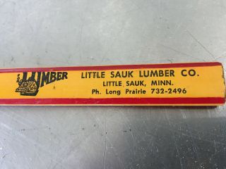 FT1 Vintage RARE Little Sauk Lumber Co.  Lead flat carpenter pencil Minn MN 2