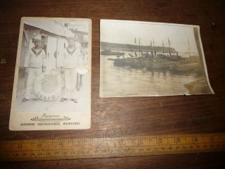 Ww1 Era Naval Photos.  Crew On Hms Clio,  1919 Photo Of Gunboats On River Dvina