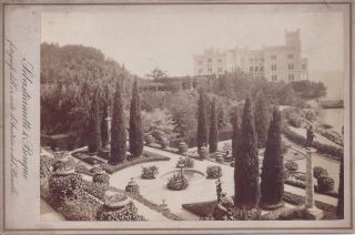 1880s Sebastianutti & Benque Cabinet Card Photo Trieste Italy Miramare Castle