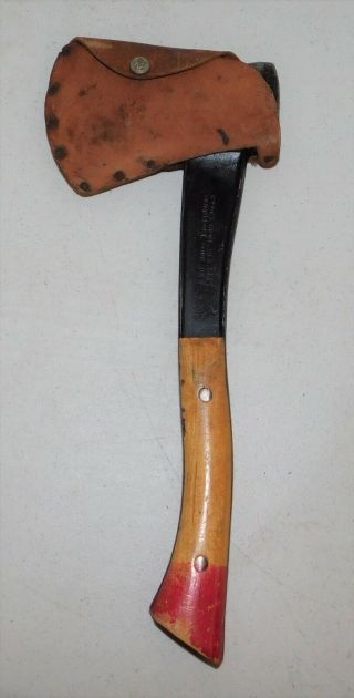Vintage Bridgeport Bsa Boy Scout Axe Hatchet 2lb 13.  5 " W/matching Leather Sheath