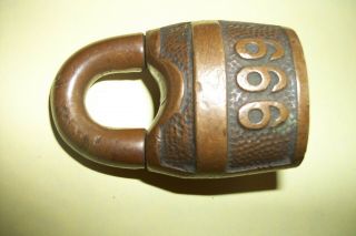 999 Padlock Brass Old Vintage Embossed Lock (no key) 4