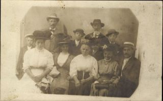 Rppc Country Folk Family In Their Sunday Best Pmo 1908 Real Photo Postcard