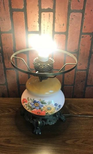Gone With The Wind Lamp,  Base Only,  3 Switch Gold With Flowers.  No Shade