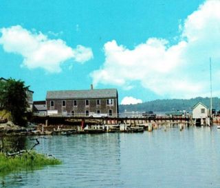 Harraseeket South Freeport Yacht Club Maine Harbor Docks Vintage Postcard