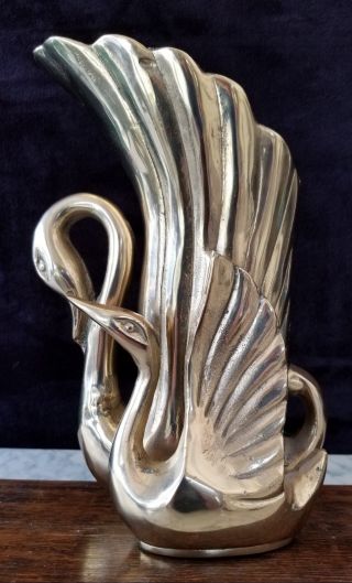 Large Bronze Mid Century Modern Bronze Figural Swan Vase