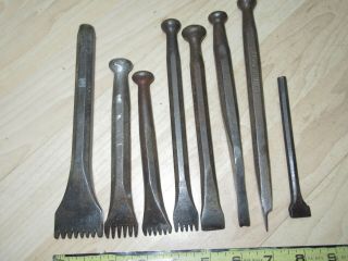 8 vintage stone carving chisels Sculptor tools Toothed Hill Paulson Crause 6