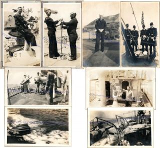 1920s Us Navy Uss Tracy Destroyer Ship Dd - 214 Crew Artillery Guns Officer Photos