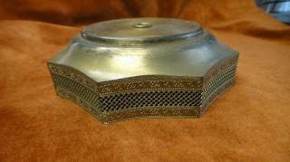 Vintage Octagon Brass Lamp Base With Pierced Edge Band 3 - 1/2 " Seating Diameter