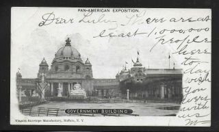 Pan Am Expo " Government Building " Illustrated Private Mailing Card,