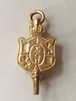 Vintage 14k Gold Sigma Delta Pi Fraternal Fob Style Lapel Pin 2.  1g Spanish Honor